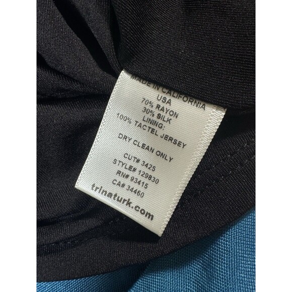 Trina Turk Silk Blend Dress 6 Cobalt Blue Belted V Neck Cocktail Resort USA - Picture 8 of 8